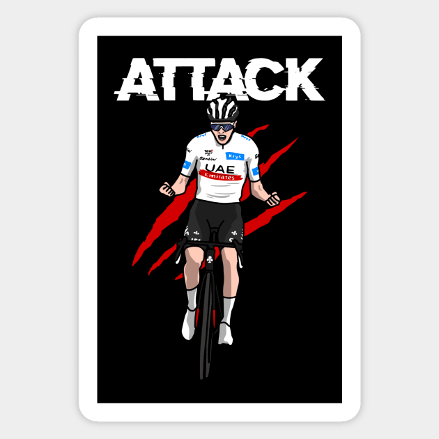 Pogacar attack Sticker by Seeyaseiya